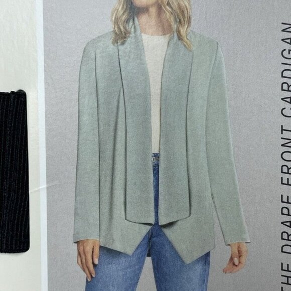 Max & Mia Sweaters - Max & Mia Drape Front Cardigan Light Olive Large Modal Blend d0565